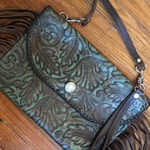 Fringed Leather Crossbody or Clutch